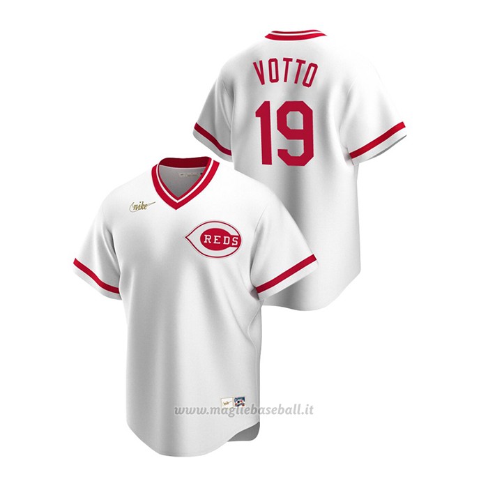 Maglia Baseball Uomo Cincinnati Reds Joey Votto Cooperstown Collection Primera Bianco